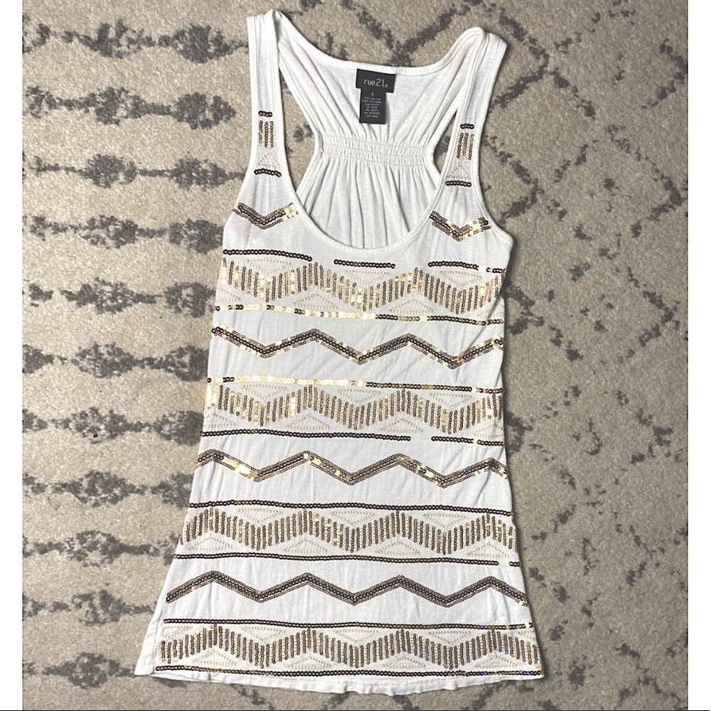 Gold Chevron Sequin Tank